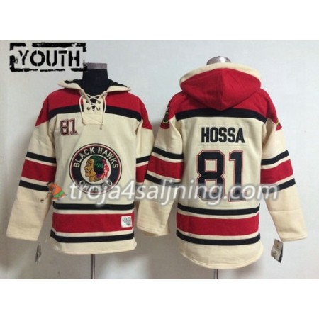 Chicago Blackhawks Marian Hossa 81 Vit Sawyer Hooded Sweatshirt - Barn Chicago Blackhawks Marian Hossa 81 Vit Sawyer Hooded Sweatshirt - Barn